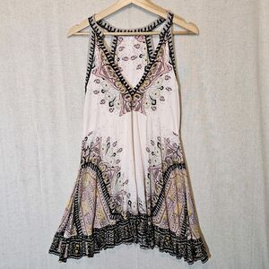 Free People - Steal The Sun Woven Printed Tunic Top In Cream Combo Womens Large